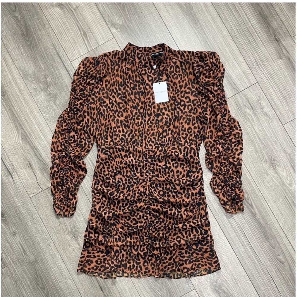 GENERATION LOVE livia ruffled mini dress in speckled leopard Sz‎ M NWT
